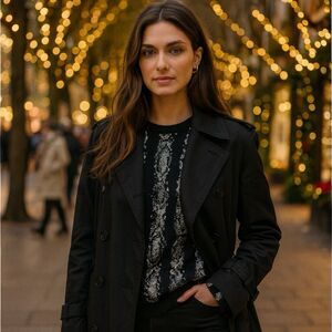 Brodie Luxury 100% Cashmere Sweater S Black Silver Snakeskin